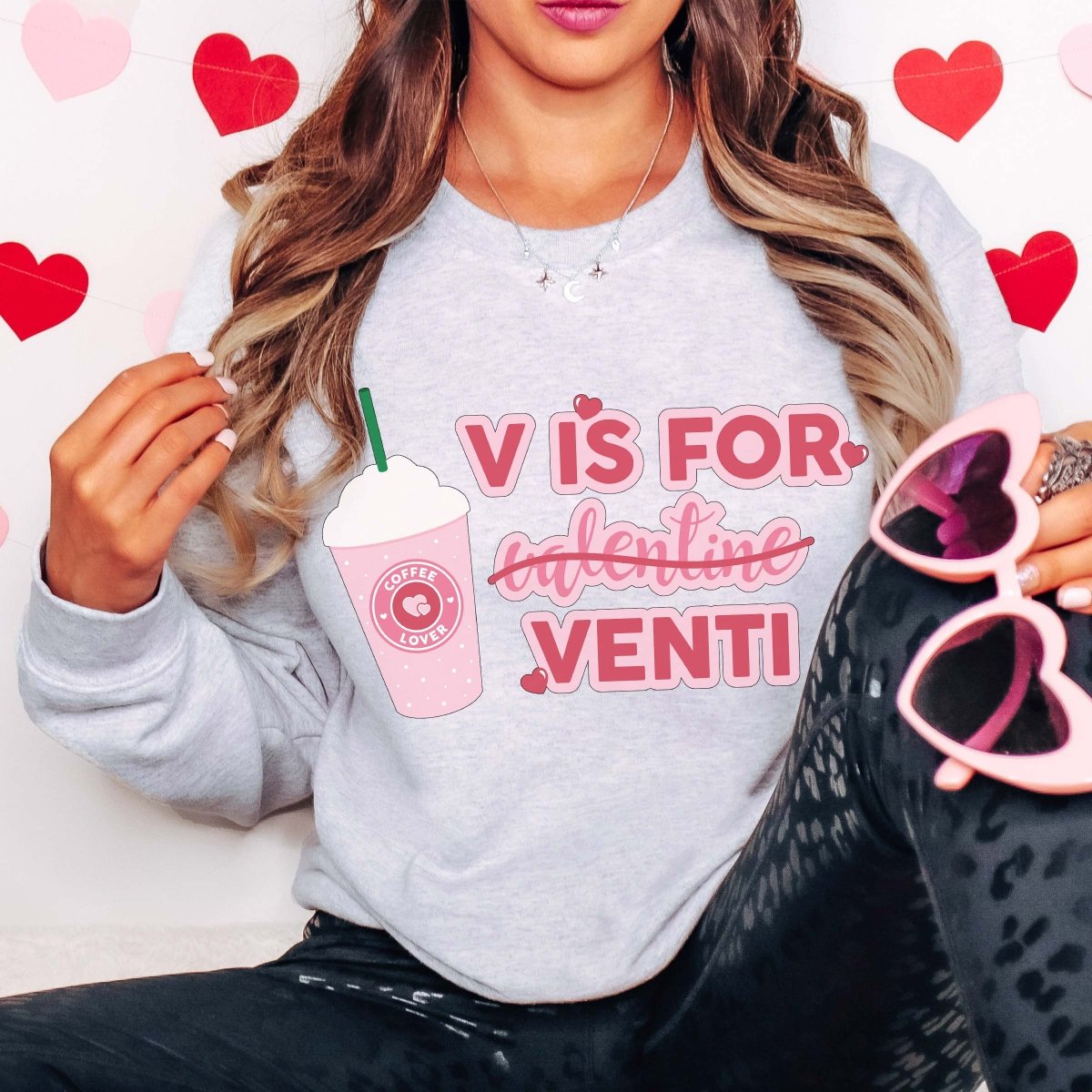 V Is For Venti Crew Sweatshirt - Limeberry Designs