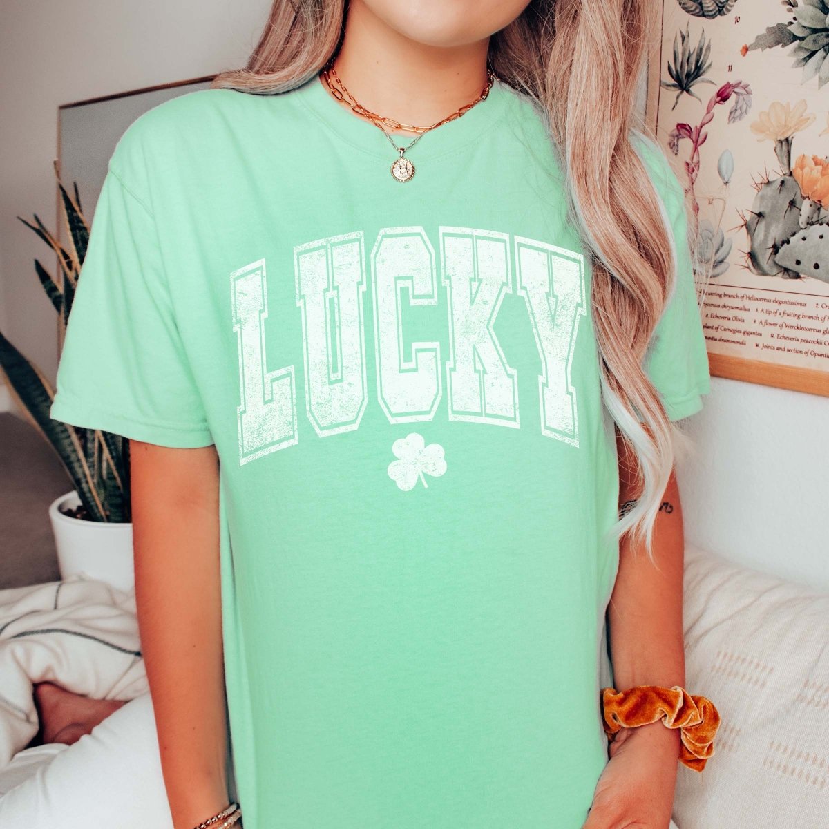 Varsity Letter Lucky Shamrock Wholesale Comfort Color Tee - Limeberry Designs