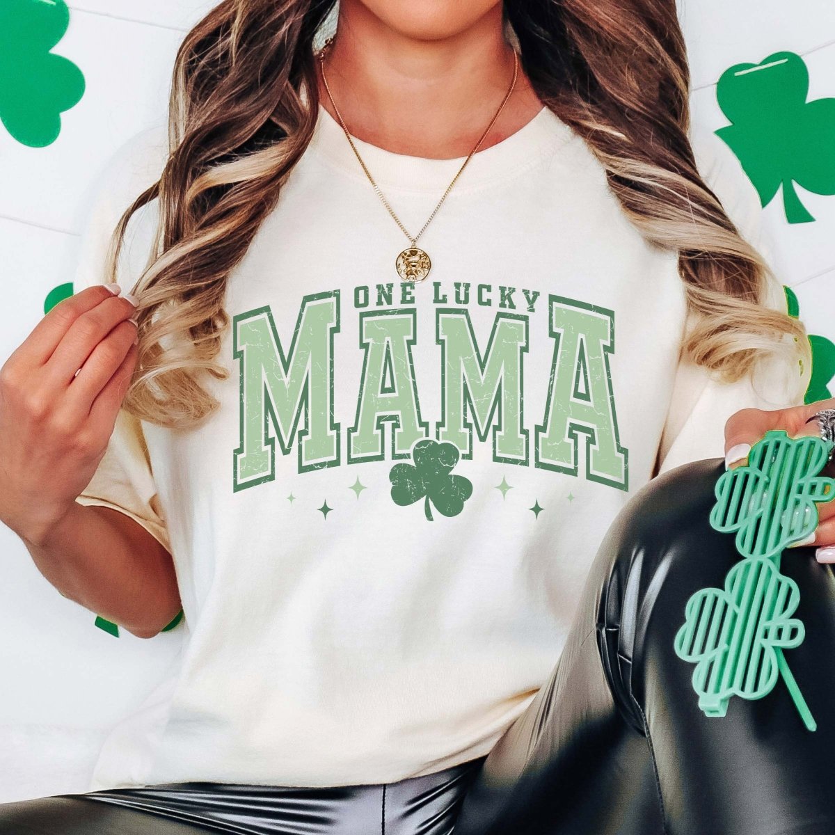 Varsity Letter One Lucky Mama Tee - Limeberry Designs