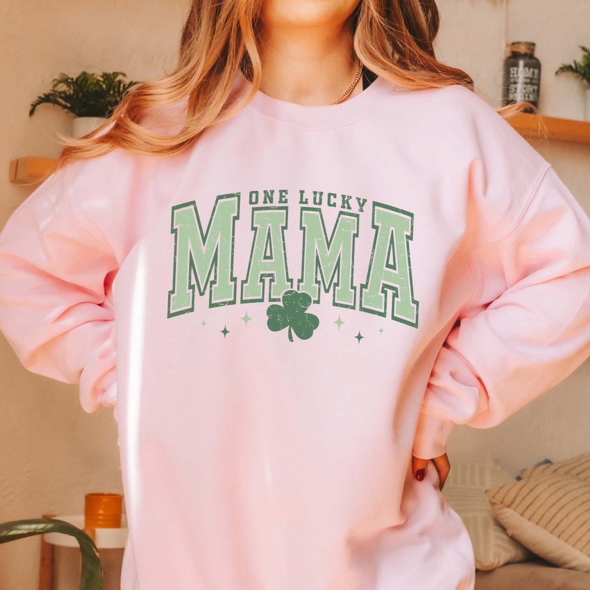 Varsity Letter One Lucky Mama Wholesale Crew Sweatshirt - Limeberry Designs