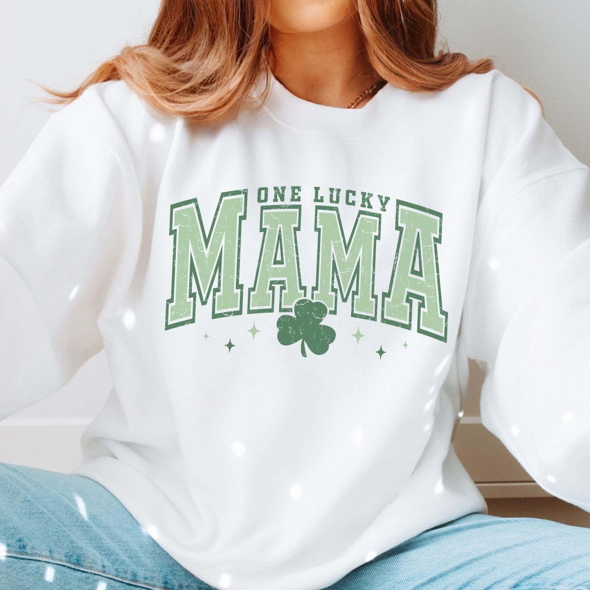 Varsity Letter One Lucky Mama Wholesale Crew Sweatshirt - Limeberry Designs