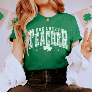 Varsity Letter One Lucky Teacher Wholesale Tee - Limeberry Designs