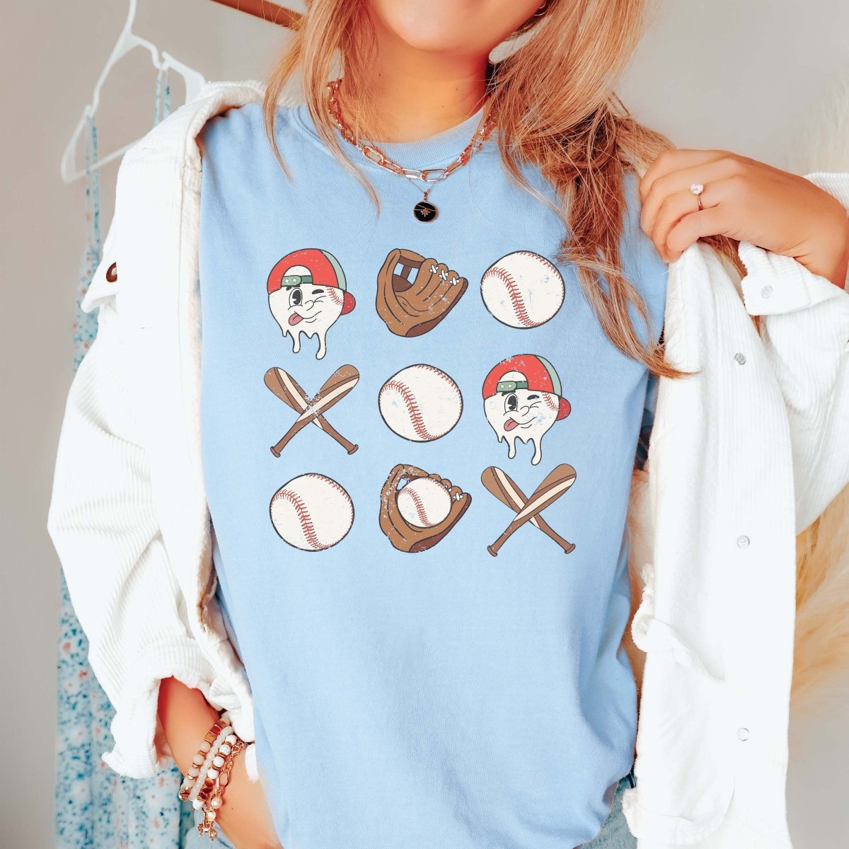 Vintage Baseball Collage Comfort Color Tee - Limeberry Designs