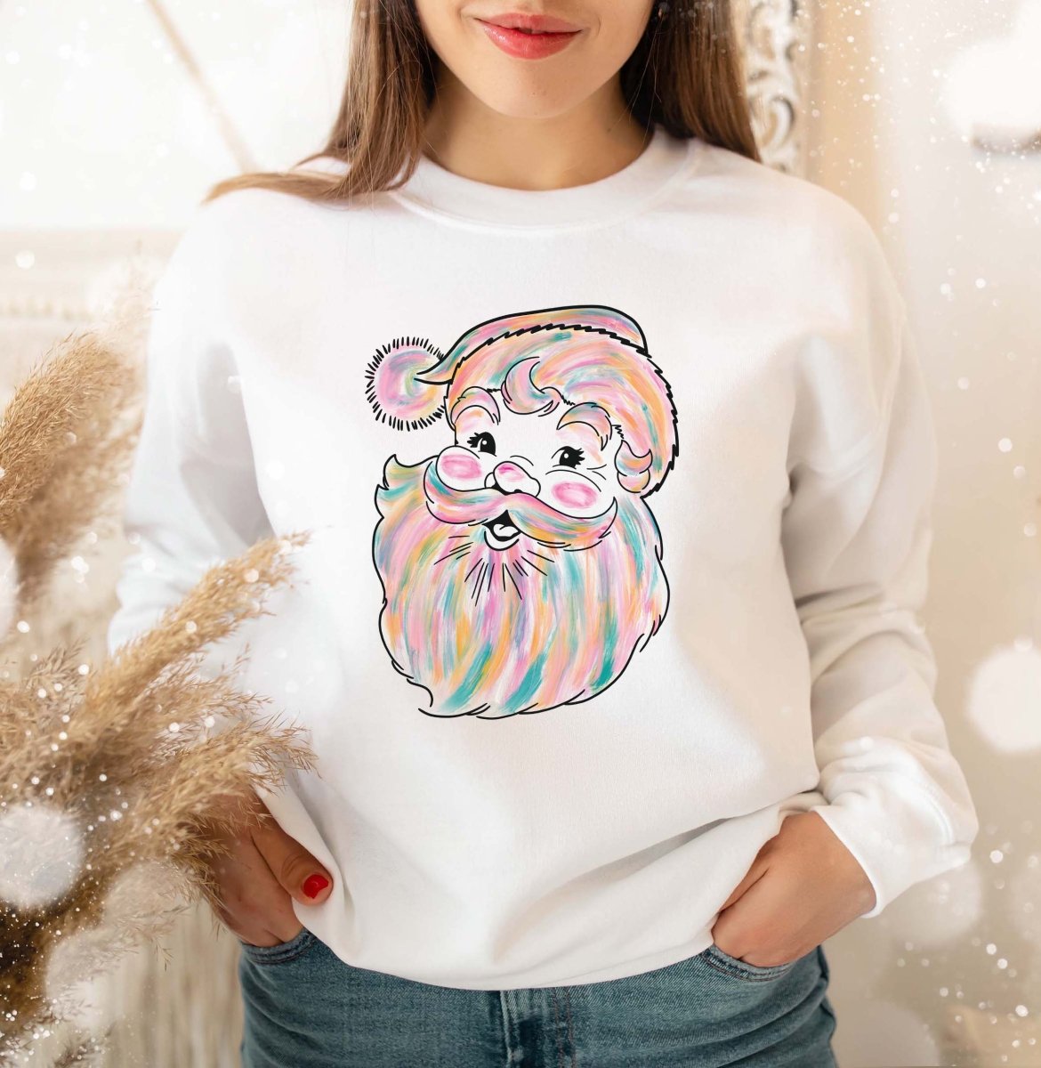 Watercolor Santa Wholesale Crewneck Sweatshirt - Limeberry Designs