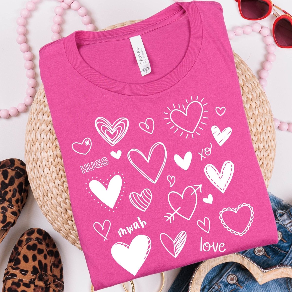 White Hearts Collage Wholesale Tee - Limeberry Designs