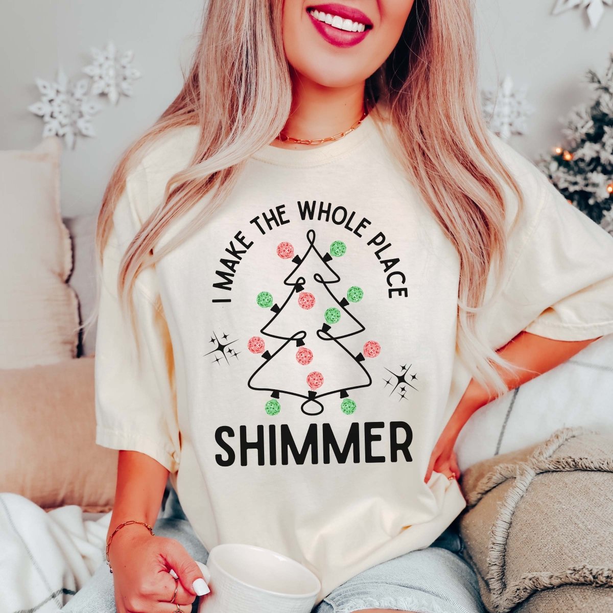 Whole Place Shimmer Disco Christmas Wholesale Tee - Limeberry Designs