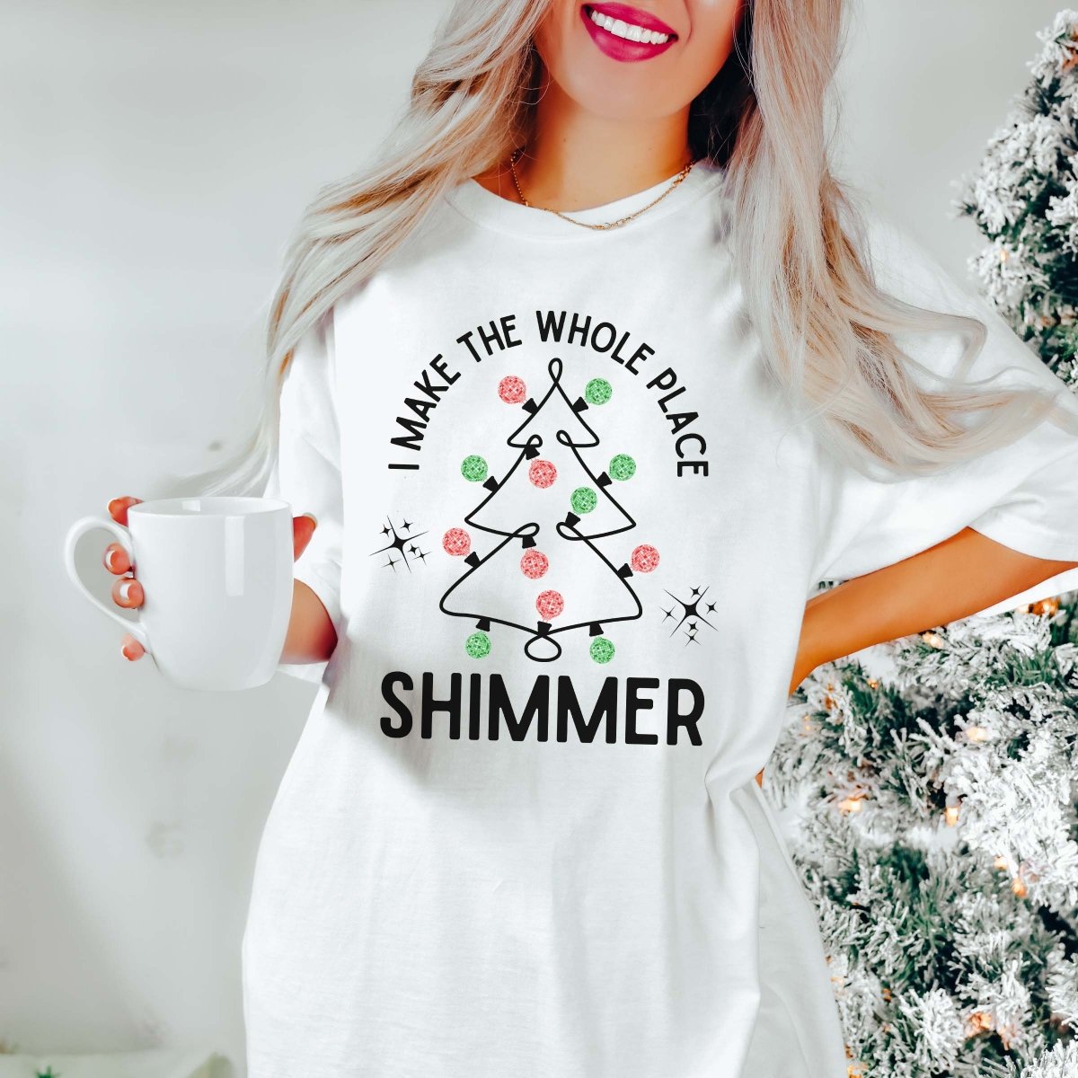 Whole Place Shimmer Disco Christmas Wholesale Tee - Limeberry Designs