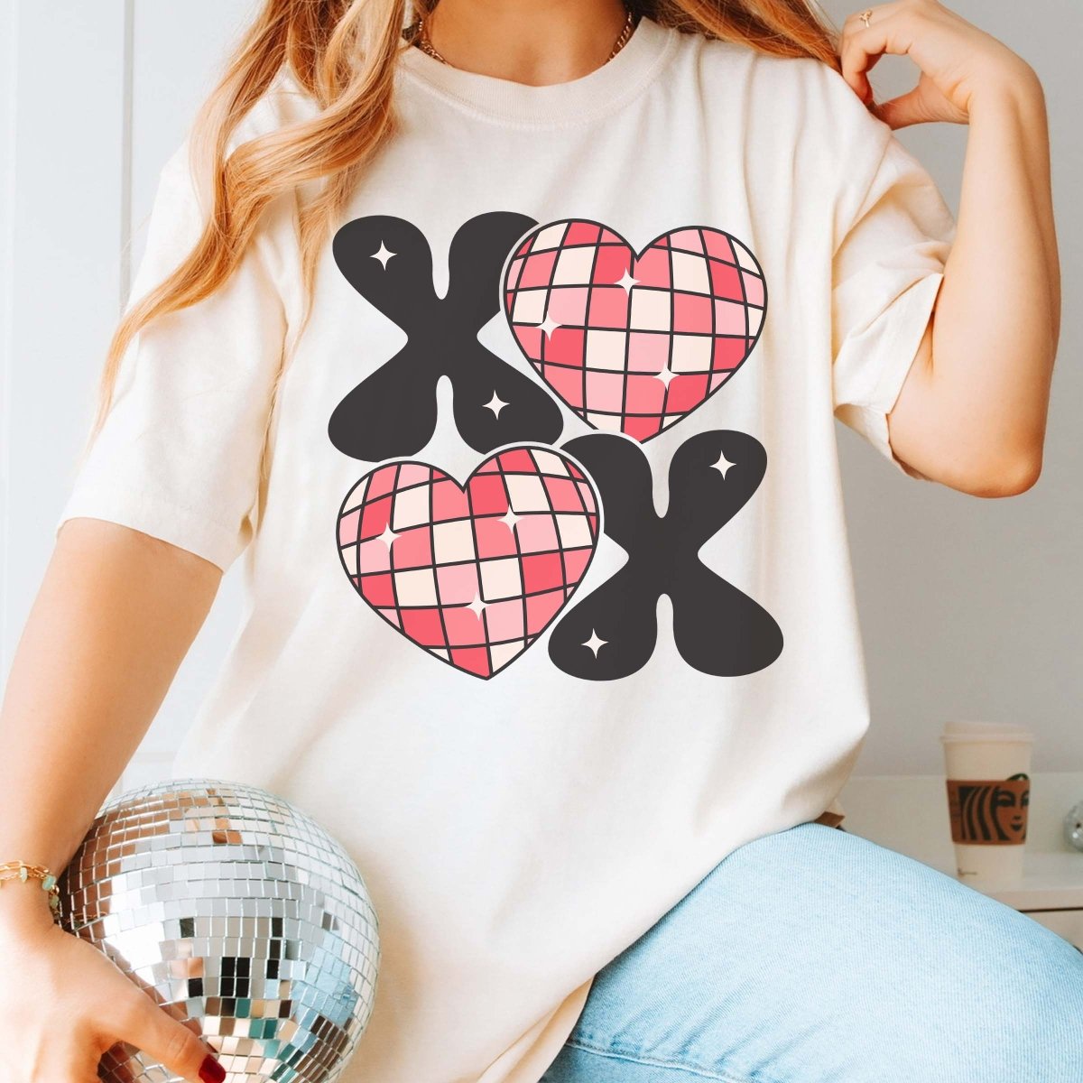 XOXO Disco Hearts Wholesale Comfort Color Tee - Limeberry Designs
