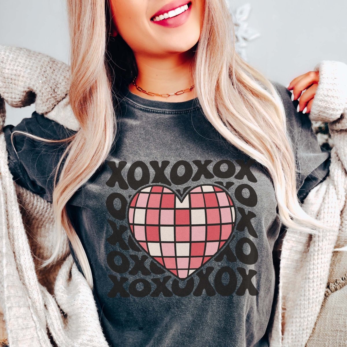 XOXO Discoball Heart Wholesale Comfort Color Tee - Limeberry Designs