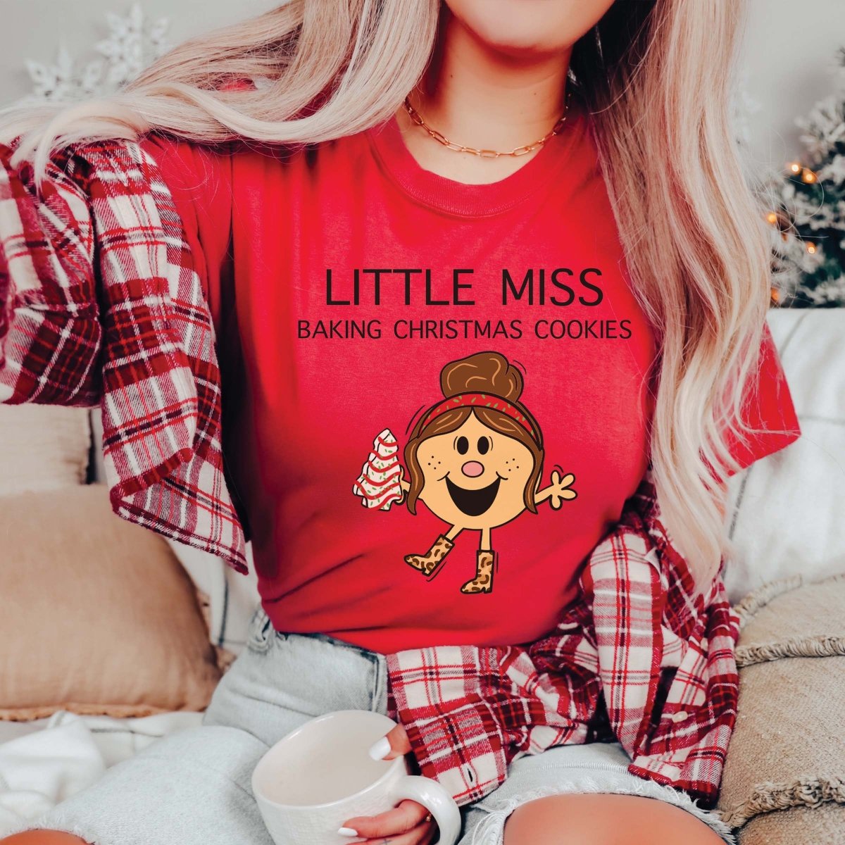 XS & 2X Little Miss Baking Christmas Cookies Tee- Final Sale - Limeberry Designs